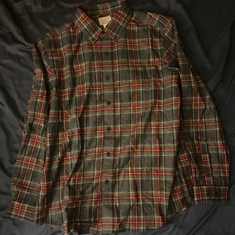 Plaid Button-Up Shirt LL BEAN